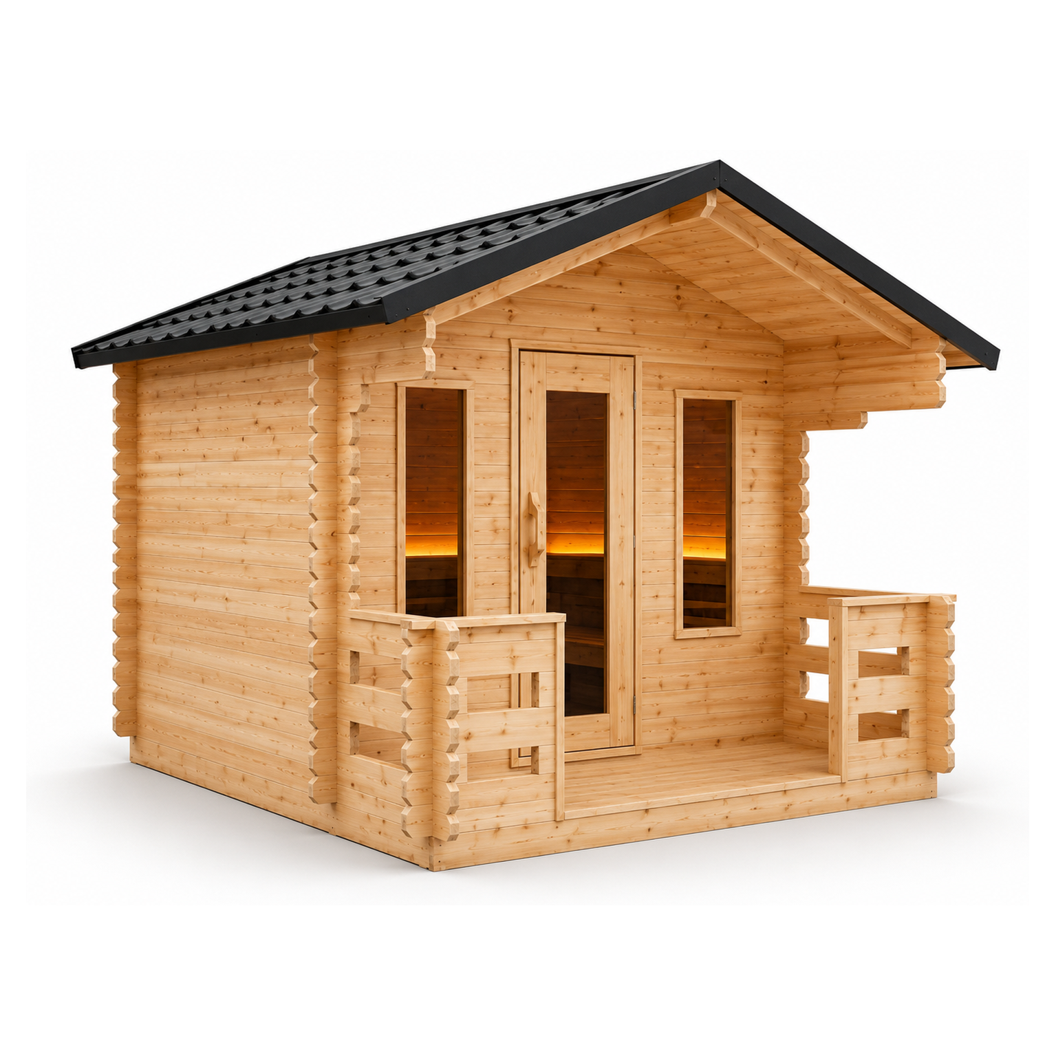 Georgian Electric Heated Cabin Sauna with Porch