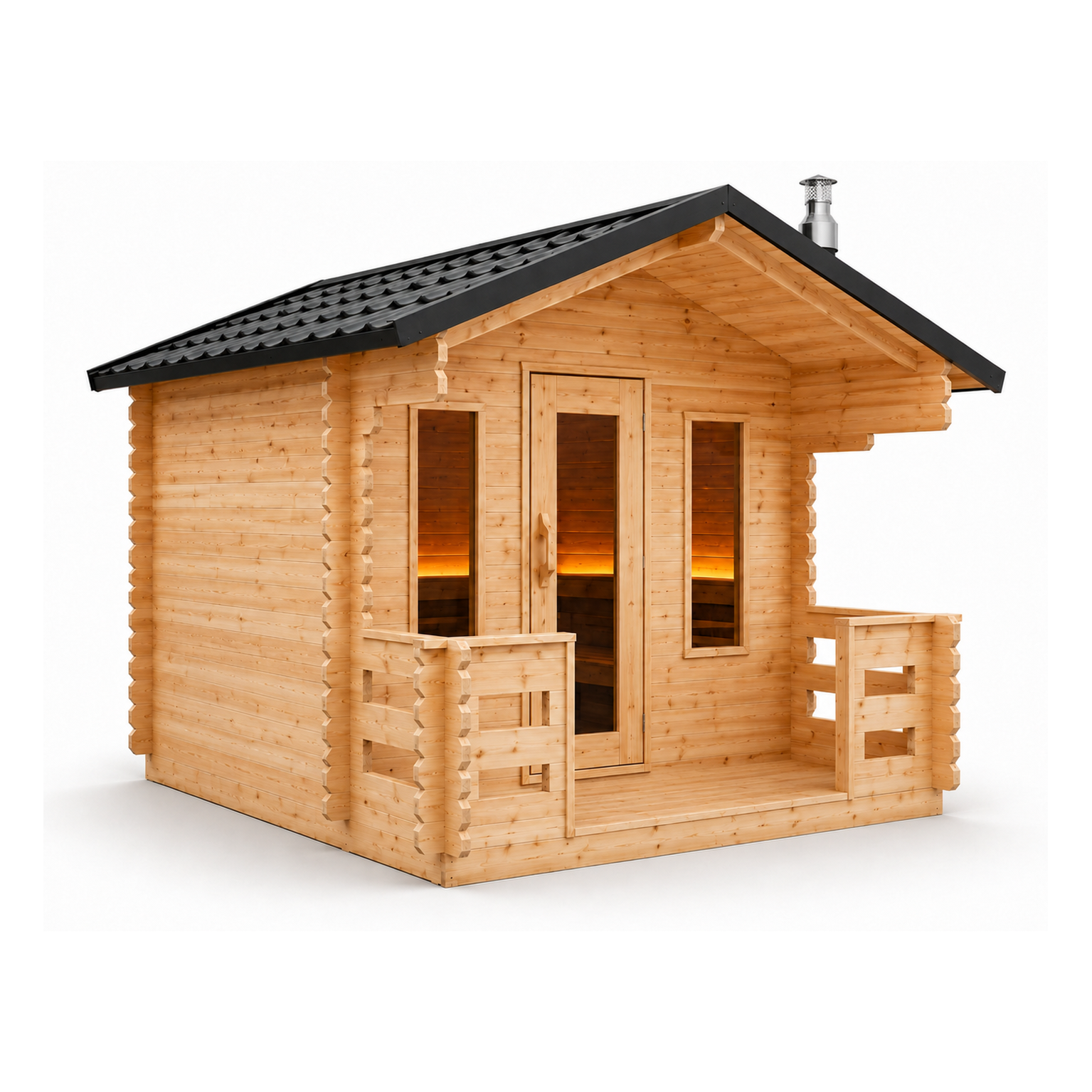 Georgian Wood Burning Cabin Sauna with Porch